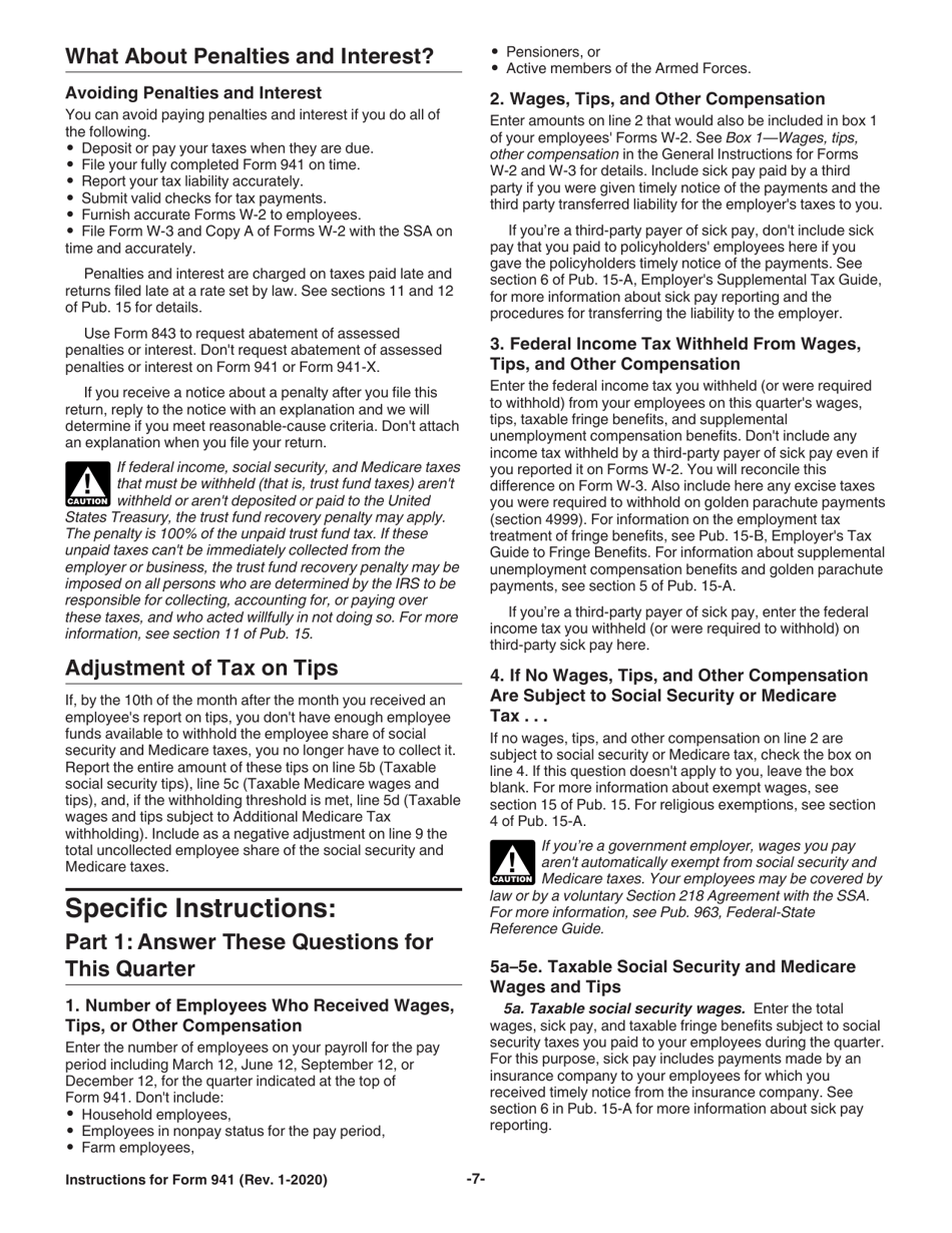 Instructions for IRS Form 941 Employers Quarterly Federal Tax Return, Page 9