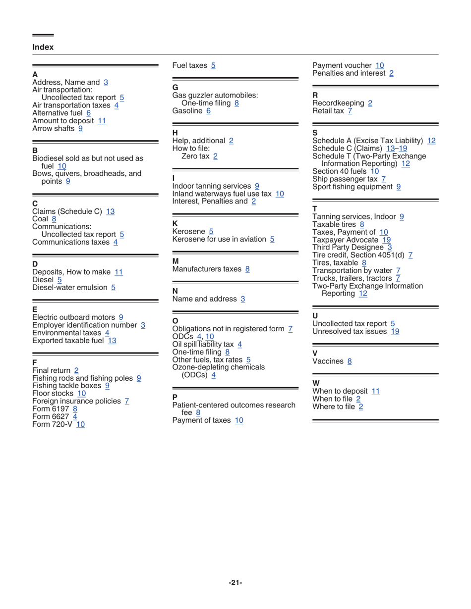 Instructions for IRS Form 720 Quarterly Federal Excise Tax Return, Page 21