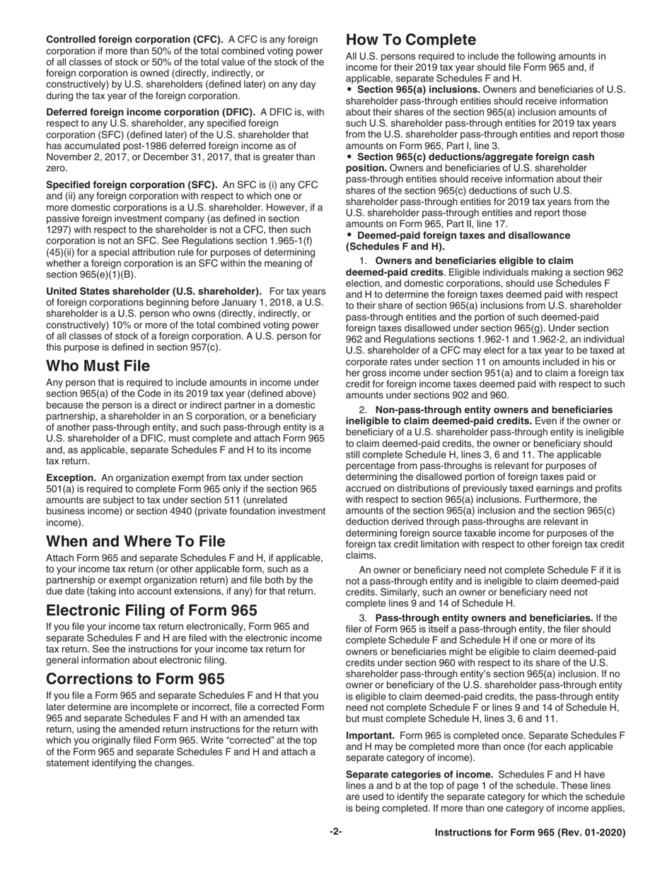 Instructions for IRS Form 965 Inclusion of Deferred Foreign Income Upon Transition to Participation Exemption System, Page 2