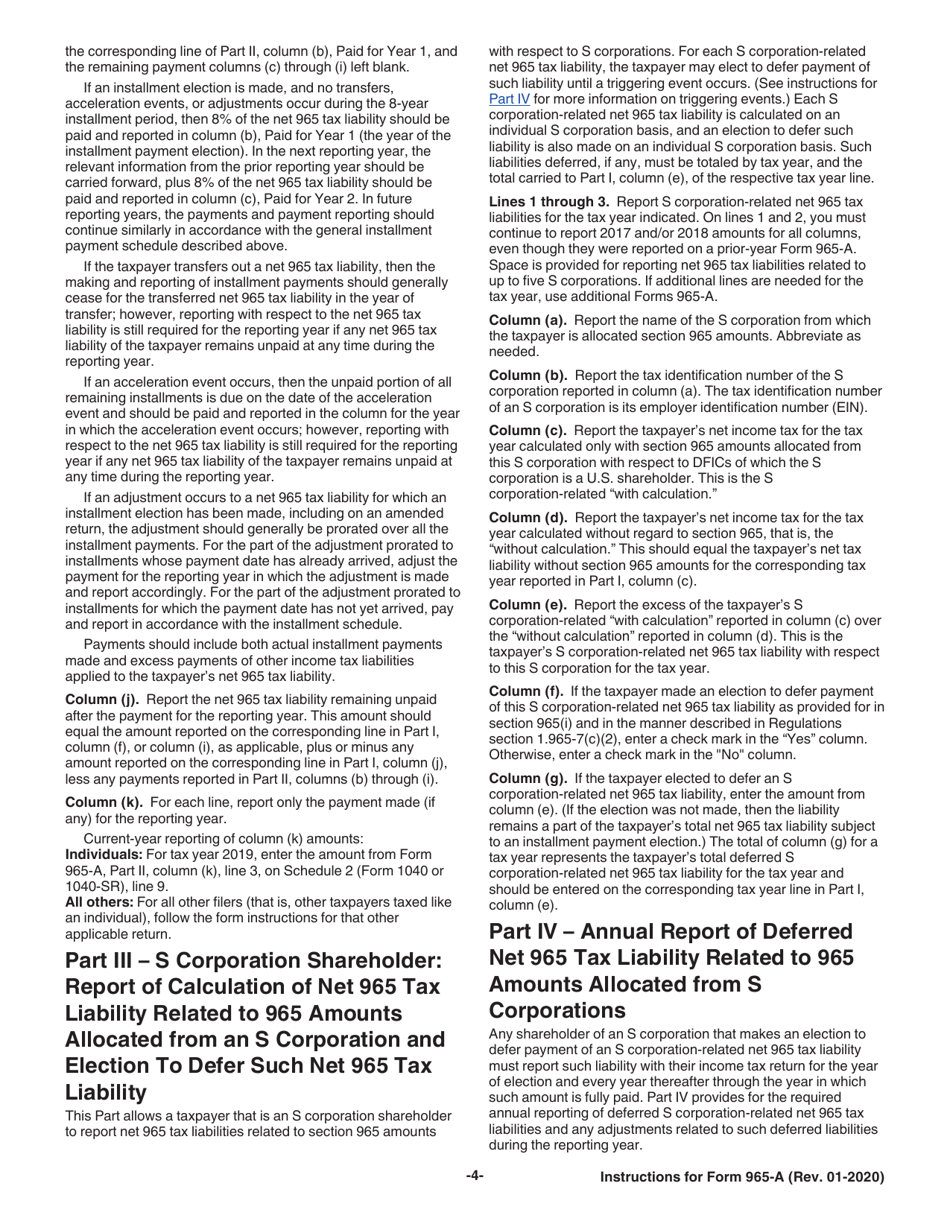 Instructions for IRS Form 965-A Individual Report of Net 965 Tax Liability, Page 4