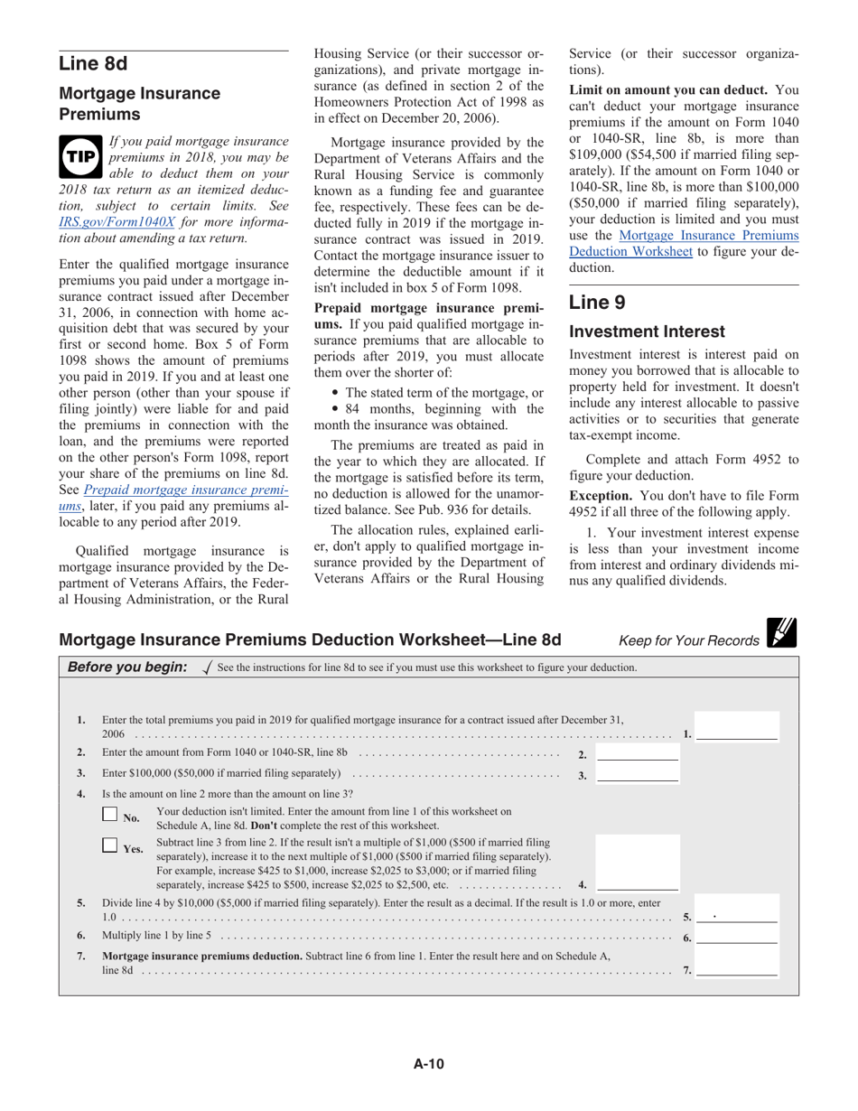 Download Instructions For Irs Form 1040 1040 Sr Schedule A Itemized Deductions Pdf 2019 6418