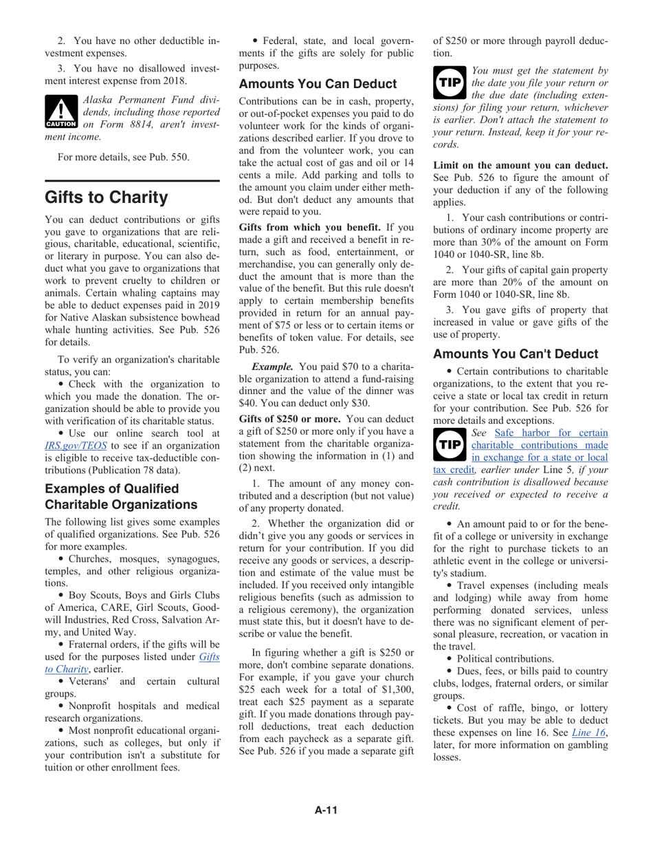 Instructions for IRS Form 1040, 1040-SR Schedule A Itemized Deductions, Page 11