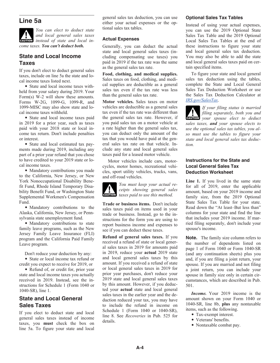 Instructions for IRS Form 1040, 1040-SR Schedule A Itemized Deductions, Page 4