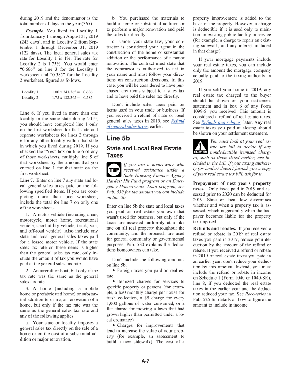 Instructions for IRS Form 1040, 1040-SR Schedule A Itemized Deductions, Page 7