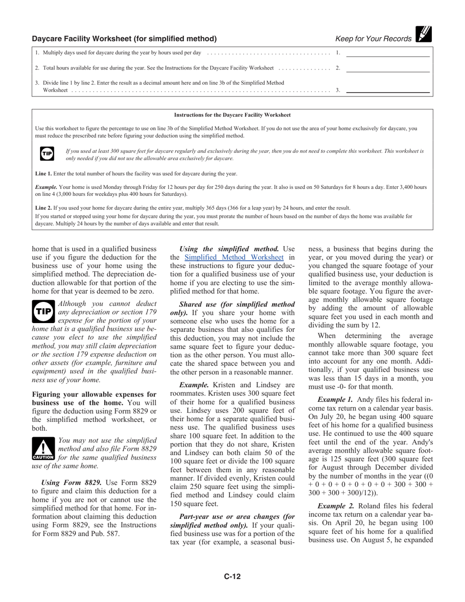 Instructions for IRS Form 1040, 1040-SR Schedule C Profit or Loss From Business (Sole Proprietorship), Page 12