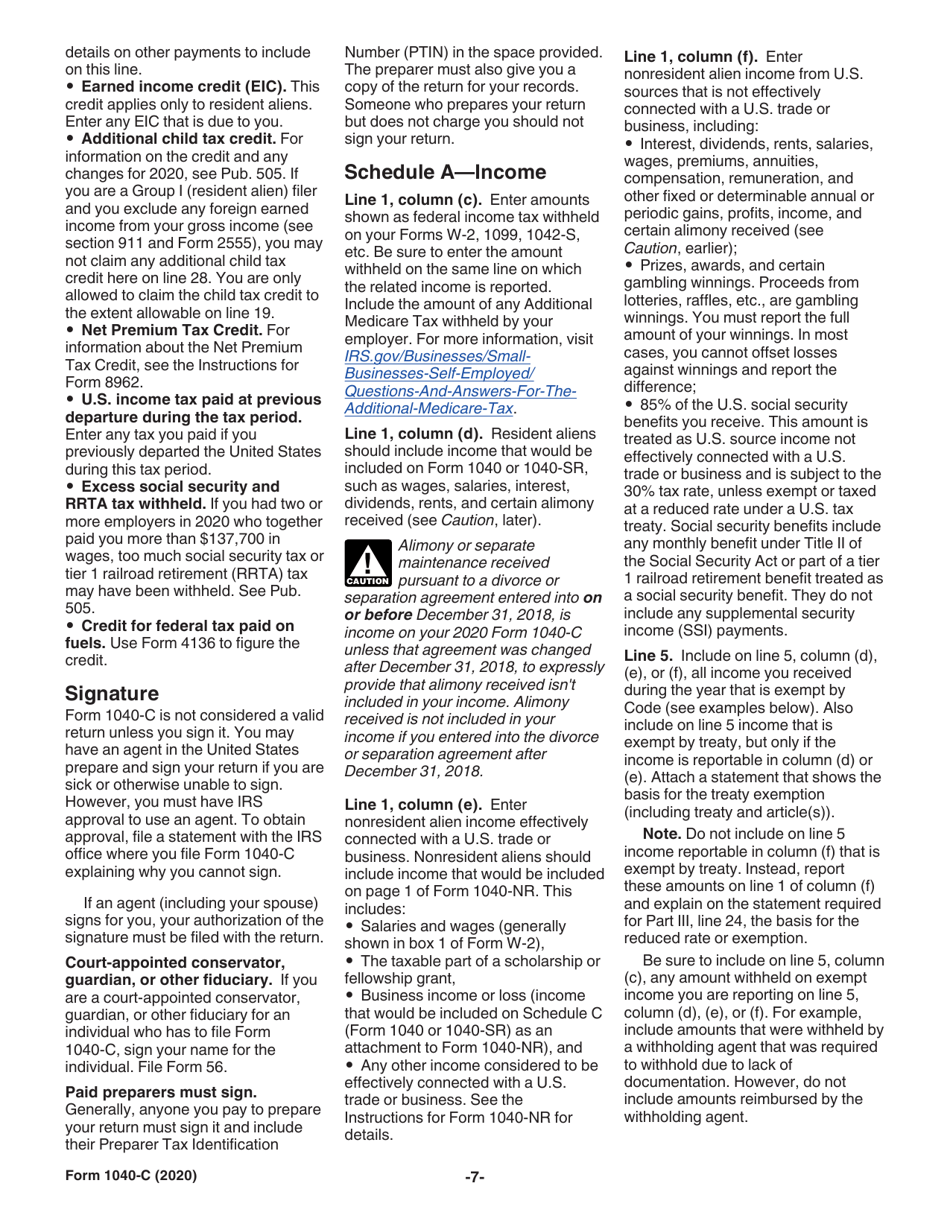 Instructions for IRS Form 1040-C U.S. Departing Alien Income Tax Return, Page 7