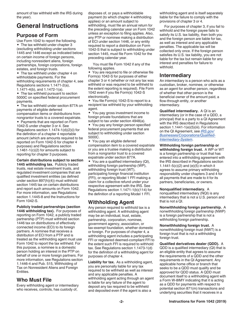 Instructions for IRS Form 1042 Annual Withholding Tax Return for U.S. Source Income of Foreign Persons, Page 2