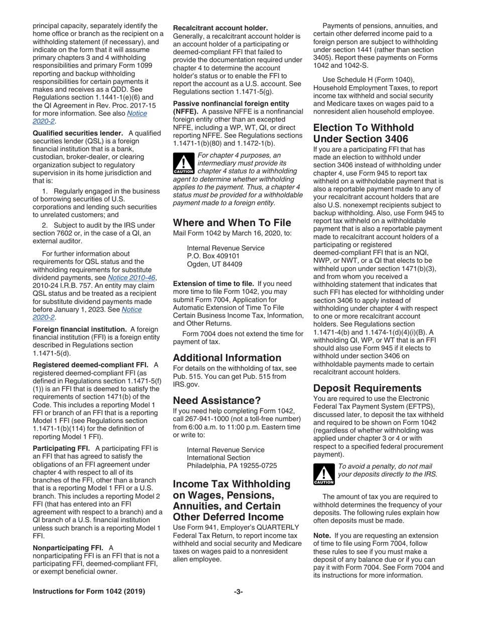 Instructions for IRS Form 1042 Annual Withholding Tax Return for U.S. Source Income of Foreign Persons, Page 3