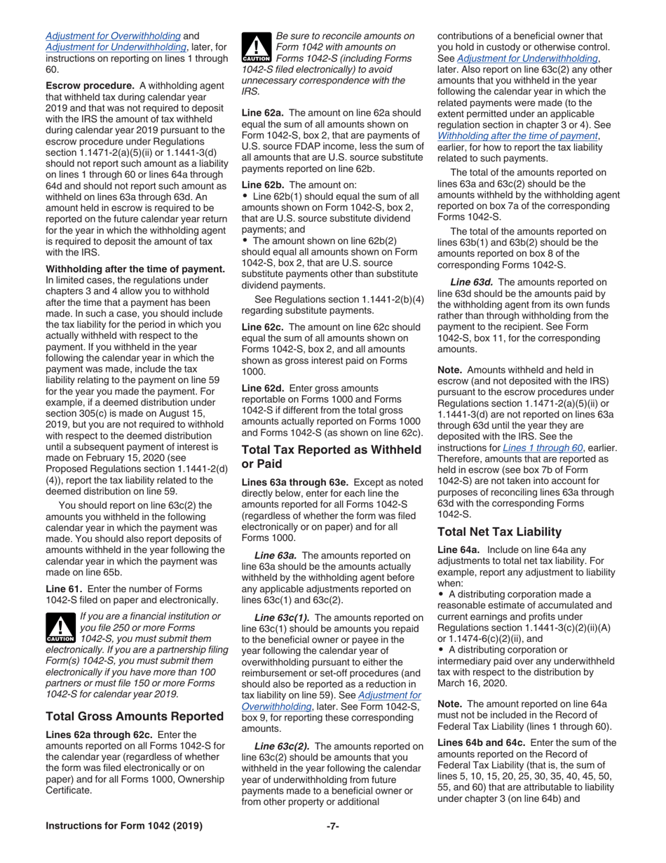 Instructions for IRS Form 1042 Annual Withholding Tax Return for U.S. Source Income of Foreign Persons, Page 7