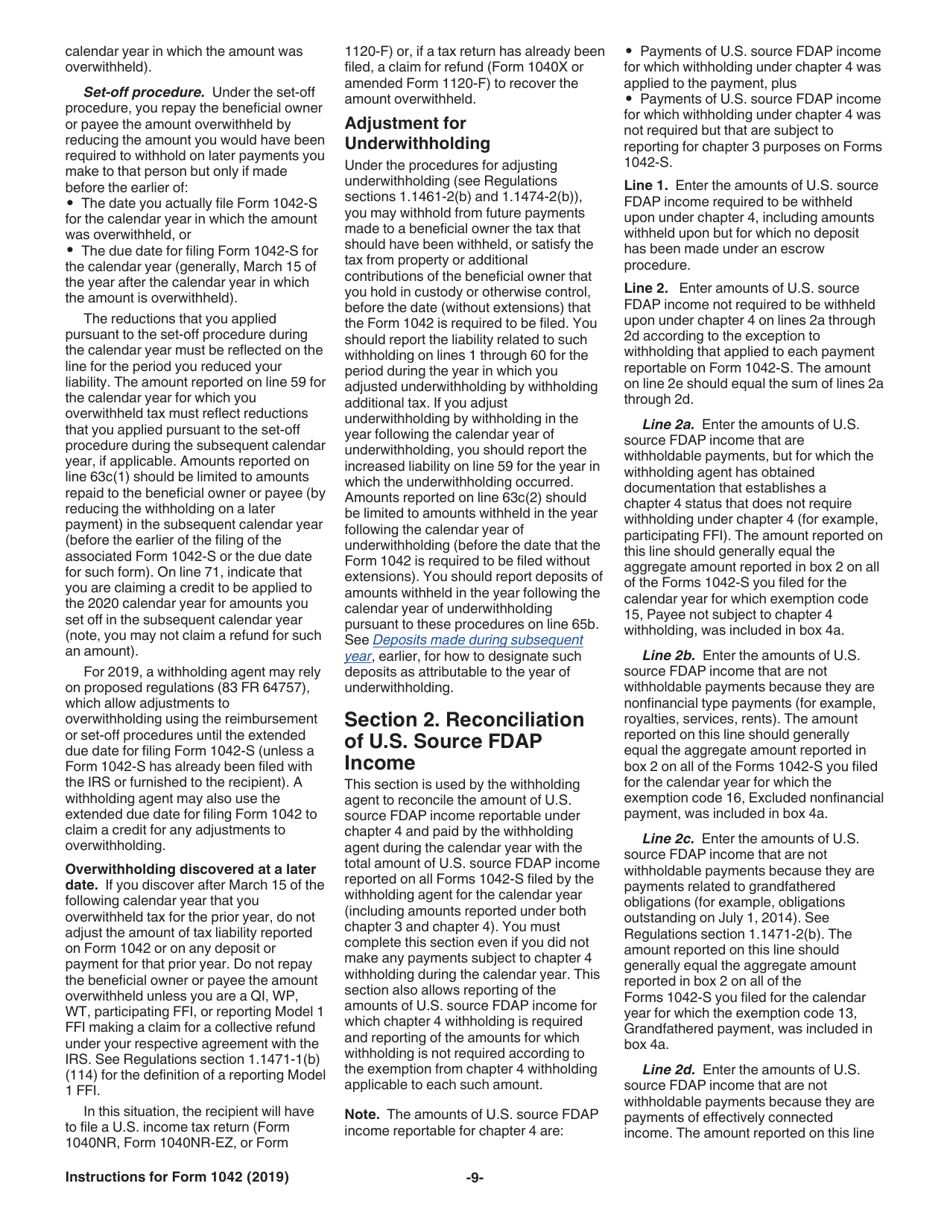 Instructions for IRS Form 1042 Annual Withholding Tax Return for U.S. Source Income of Foreign Persons, Page 9