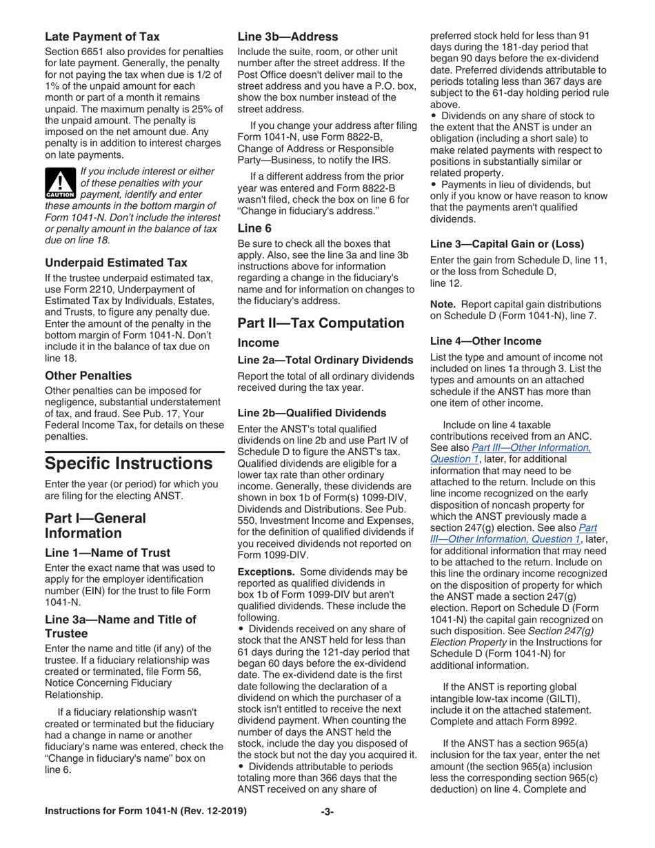 Instructions for IRS Form 1041-N U.S. Income Tax Return for Electing Alaska Native Settlement Trusts, Page 3