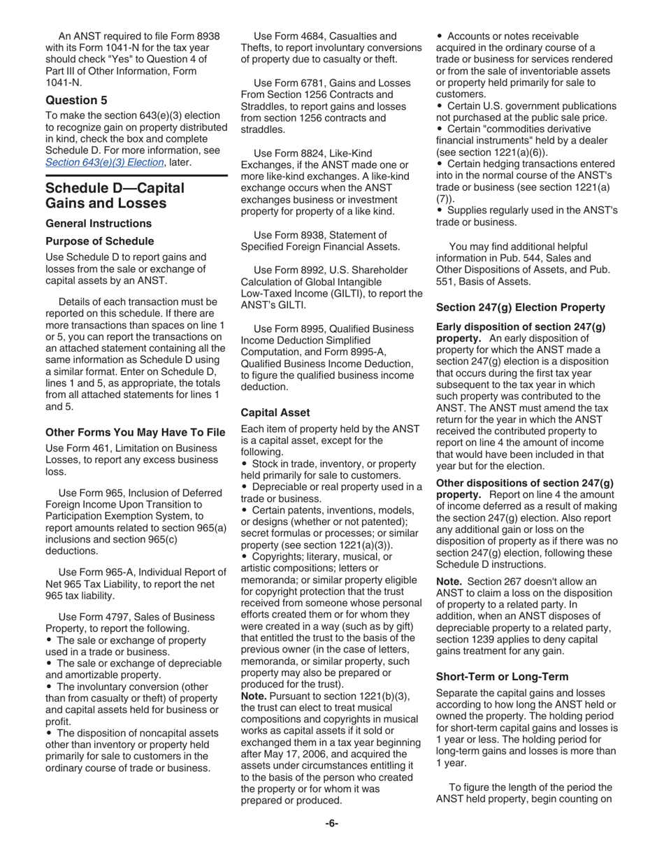 Instructions for IRS Form 1041-N U.S. Income Tax Return for Electing Alaska Native Settlement Trusts, Page 6