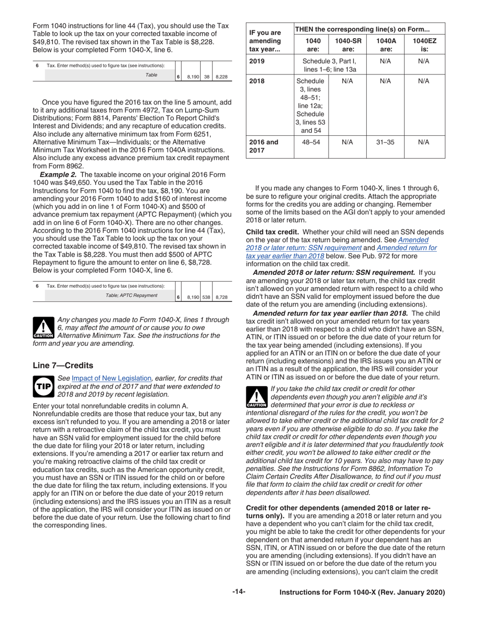 Download Instructions for IRS Form 1040X Amended U.S. Individual Tax Return PDF