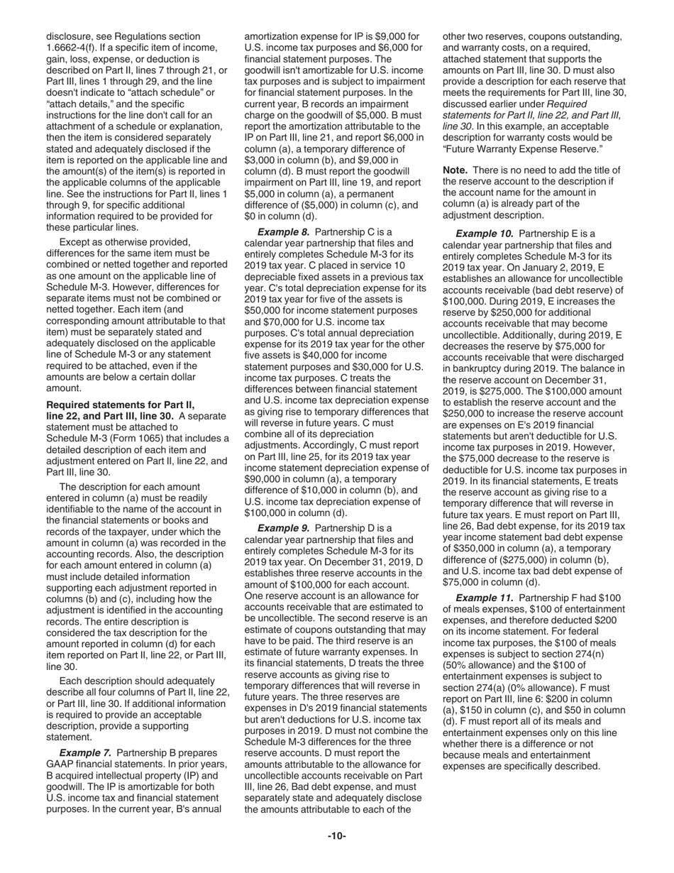 Instructions for IRS Form 1065 Schedule M-3 Net Income (Loss) Reconciliation for Certain Partnerships, Page 10