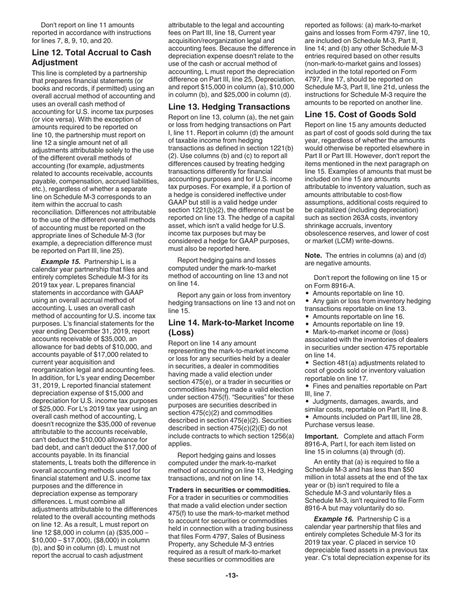 Instructions for IRS Form 1065 Schedule M-3 Net Income (Loss) Reconciliation for Certain Partnerships, Page 13