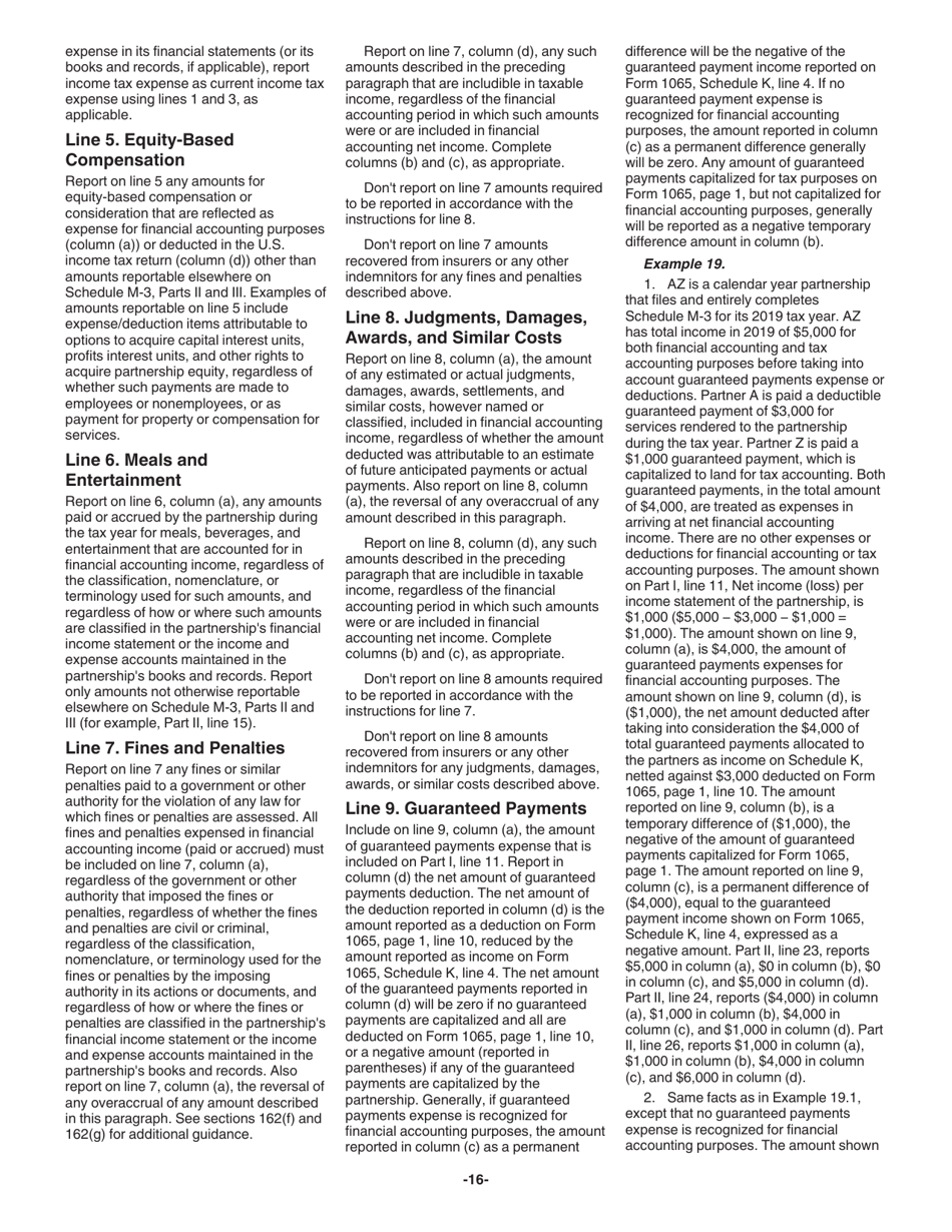 Instructions for IRS Form 1065 Schedule M-3 Net Income (Loss) Reconciliation for Certain Partnerships, Page 16