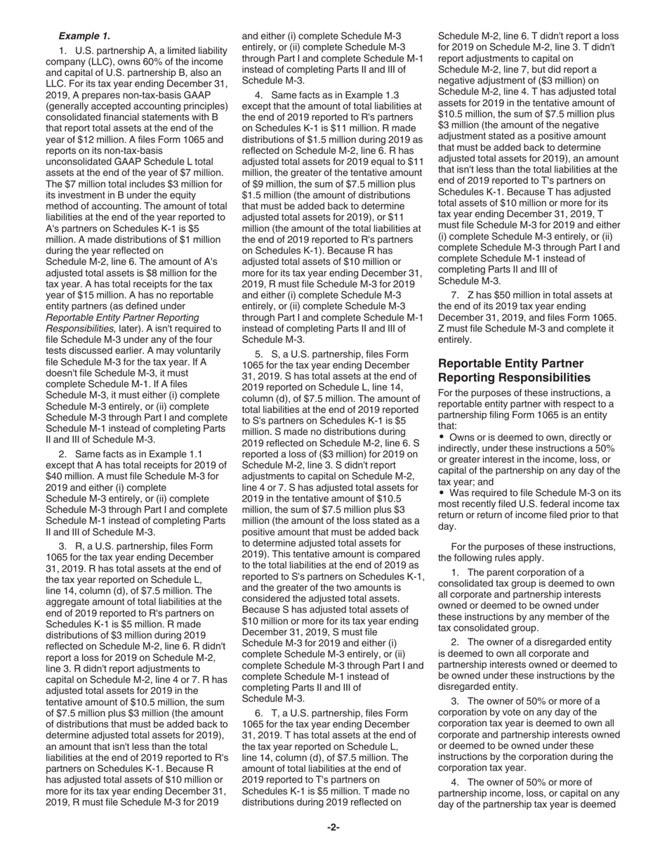 Instructions for IRS Form 1065 Schedule M-3 Net Income (Loss) Reconciliation for Certain Partnerships, Page 2