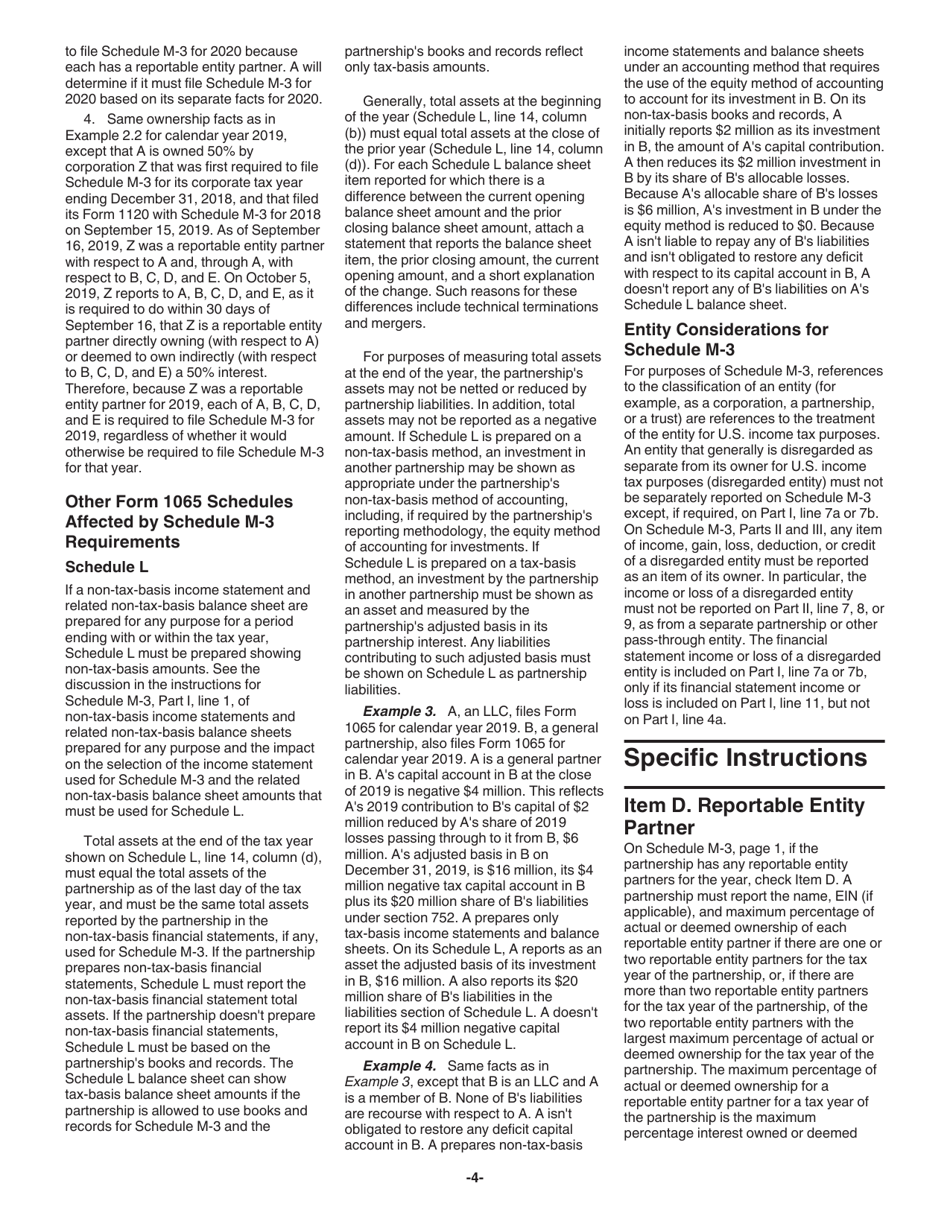 Instructions for IRS Form 1065 Schedule M-3 Net Income (Loss) Reconciliation for Certain Partnerships, Page 4