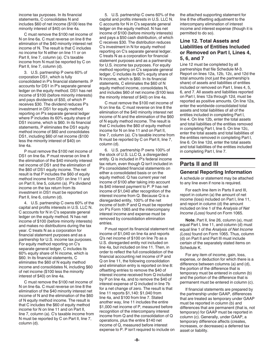 Instructions for IRS Form 1065 Schedule M-3 Net Income (Loss) Reconciliation for Certain Partnerships, Page 8