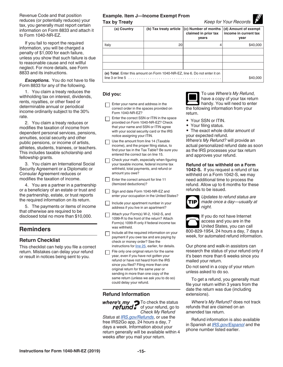 Instructions for IRS Form 1040-NR-EZ U.S. Income Tax Return for Certain Nonresident Aliens With No Dependents, Page 15