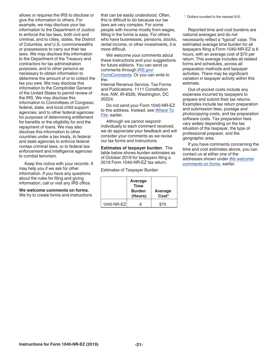Instructions for IRS Form 1040-NR-EZ U.S. Income Tax Return for Certain Nonresident Aliens With No Dependents, Page 21