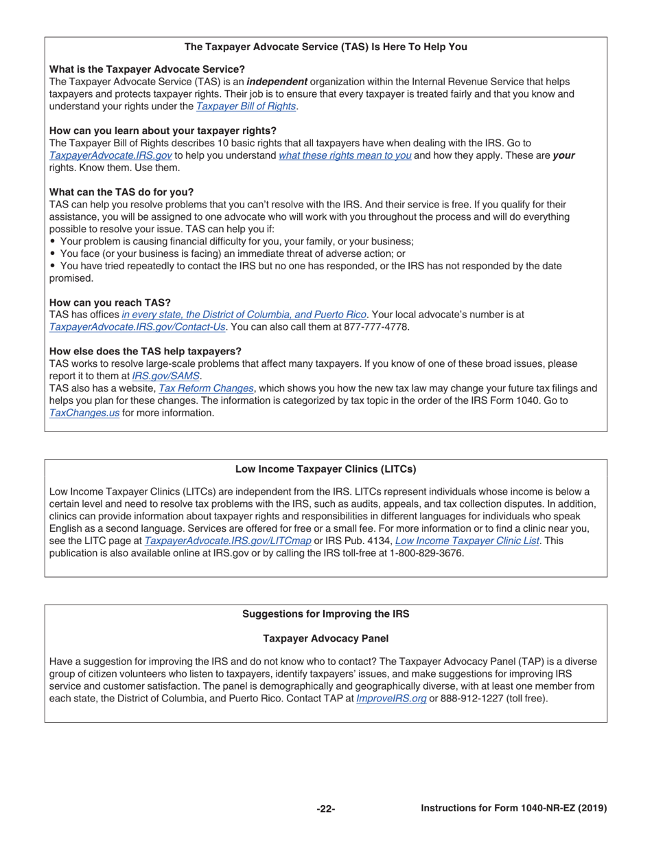 Instructions for IRS Form 1040-NR-EZ U.S. Income Tax Return for Certain Nonresident Aliens With No Dependents, Page 22