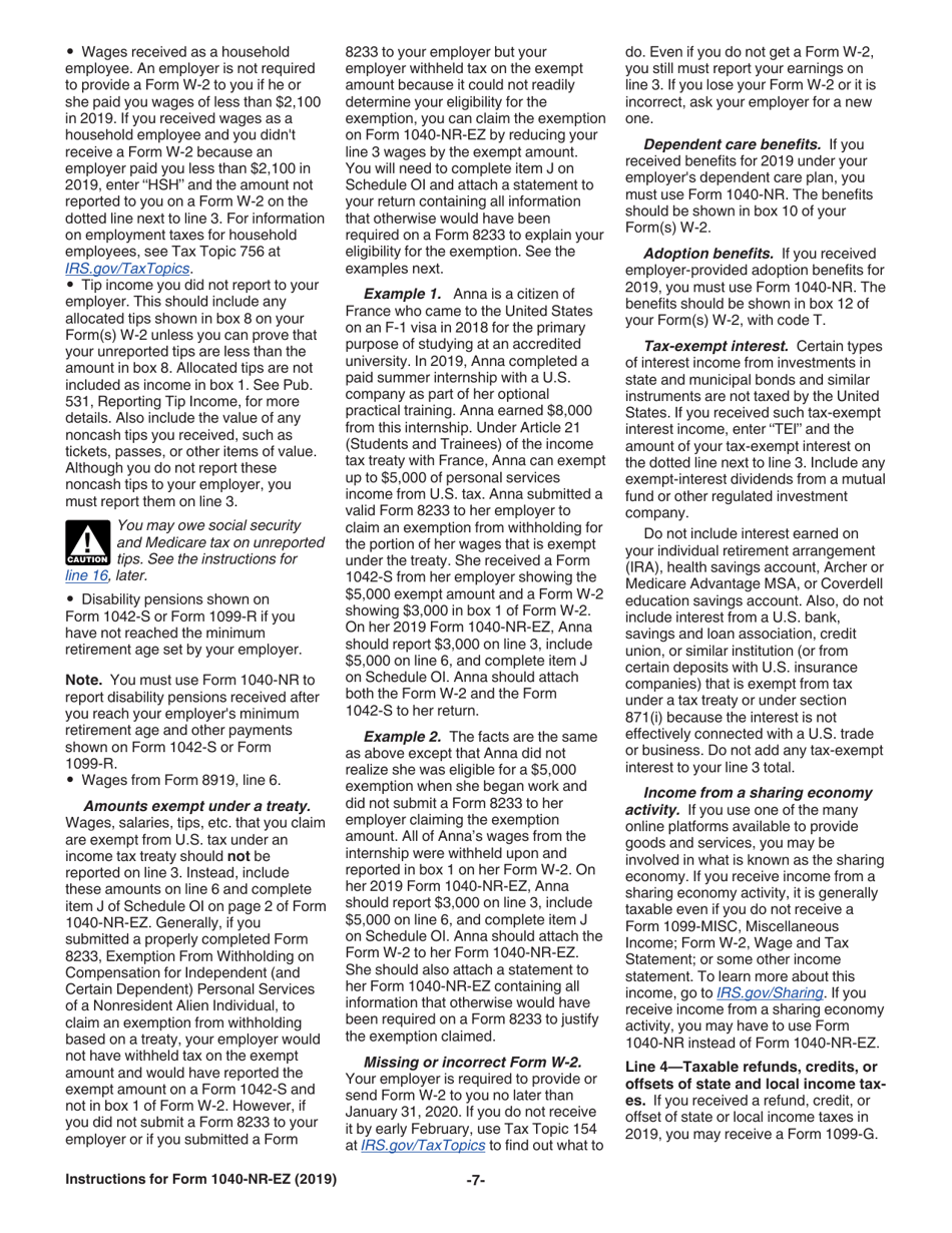 Instructions for IRS Form 1040-NR-EZ U.S. Income Tax Return for Certain Nonresident Aliens With No Dependents, Page 7