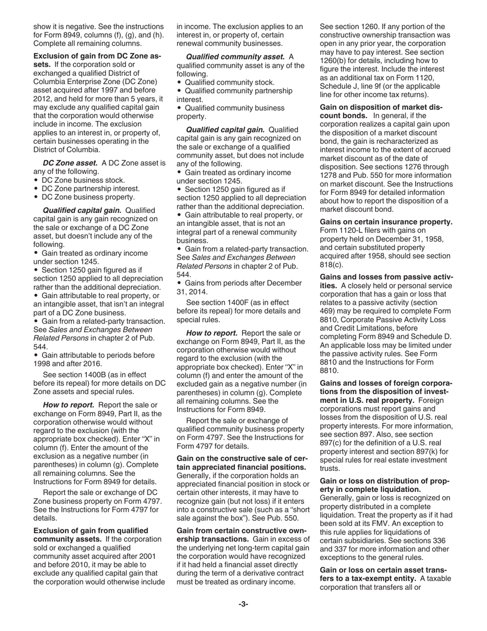 Instructions for IRS Form 1120 Schedule D Capital Gains and Losses, Page 3