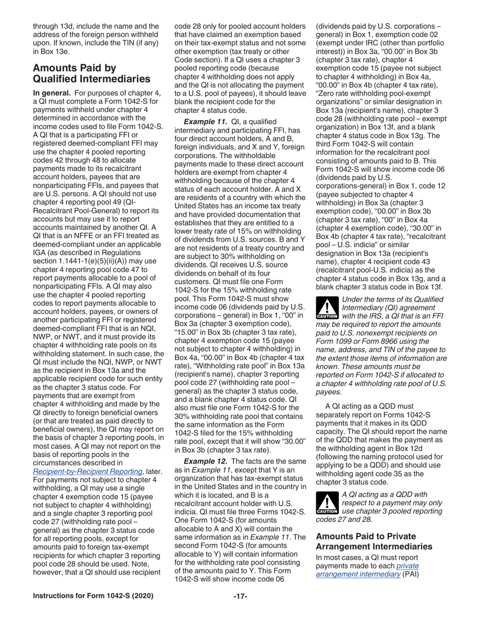 Instructions for IRS Form 1042-S Foreign Persons U.S. Source Income Subject to Withholding, Page 17