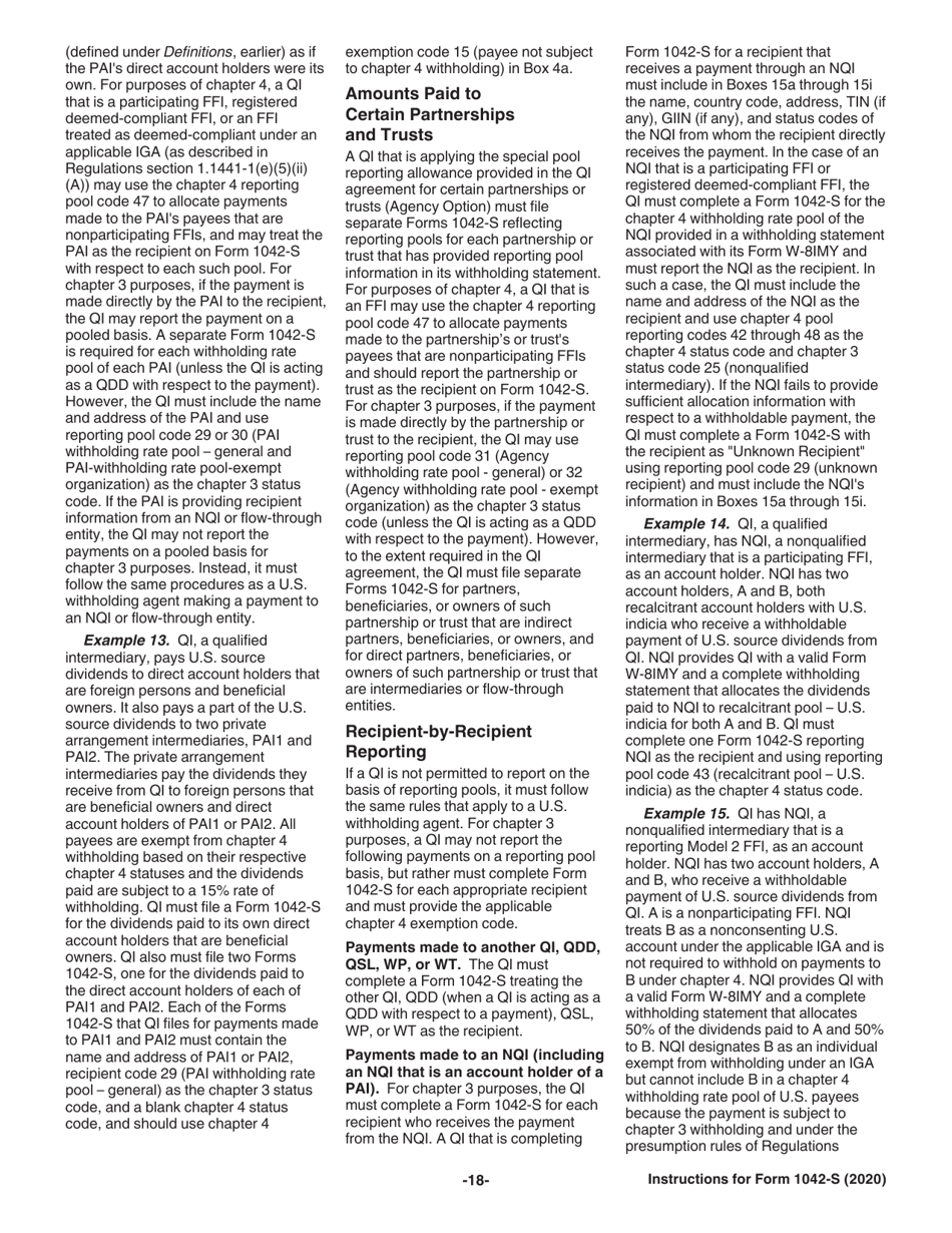 Instructions for IRS Form 1042-S Foreign Persons U.S. Source Income Subject to Withholding, Page 18