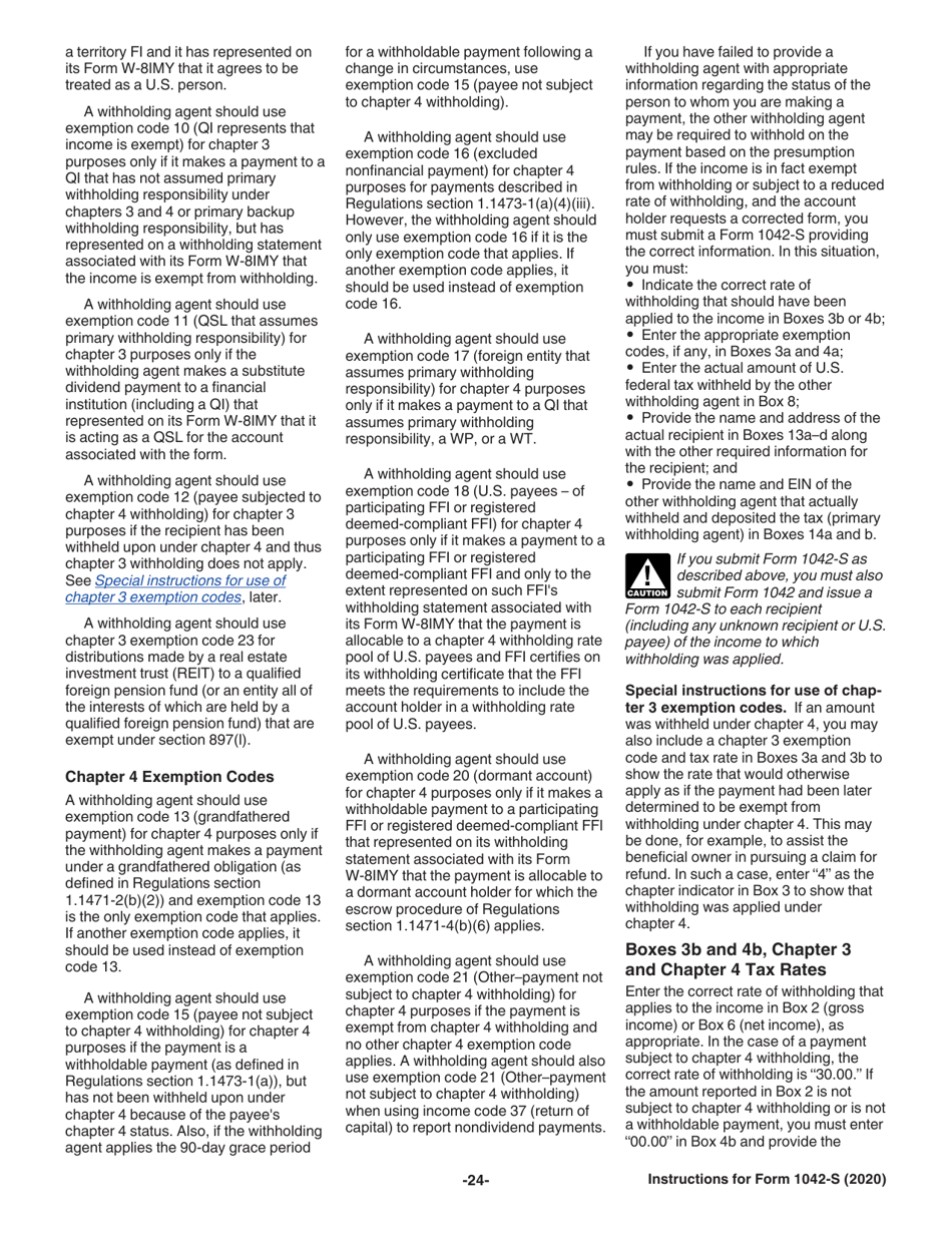 Instructions for IRS Form 1042-S Foreign Persons U.S. Source Income Subject to Withholding, Page 24
