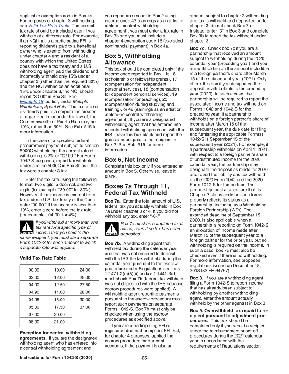 Instructions for IRS Form 1042-S Foreign Persons U.S. Source Income Subject to Withholding, Page 25