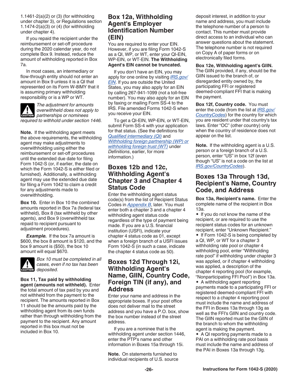 Instructions for IRS Form 1042-S Foreign Persons U.S. Source Income Subject to Withholding, Page 26