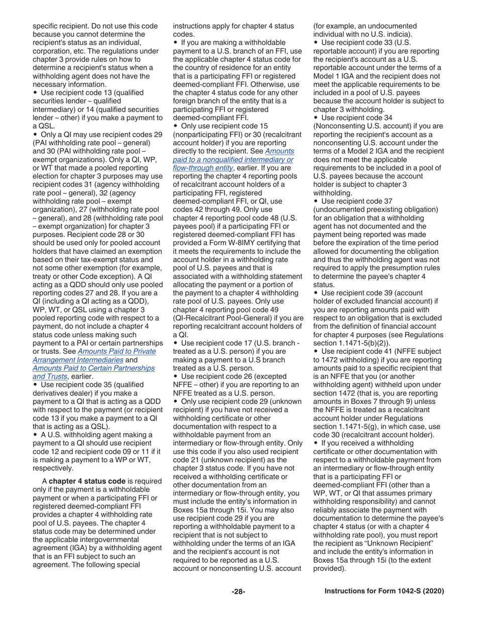 Instructions for IRS Form 1042-S Foreign Persons U.S. Source Income Subject to Withholding, Page 28