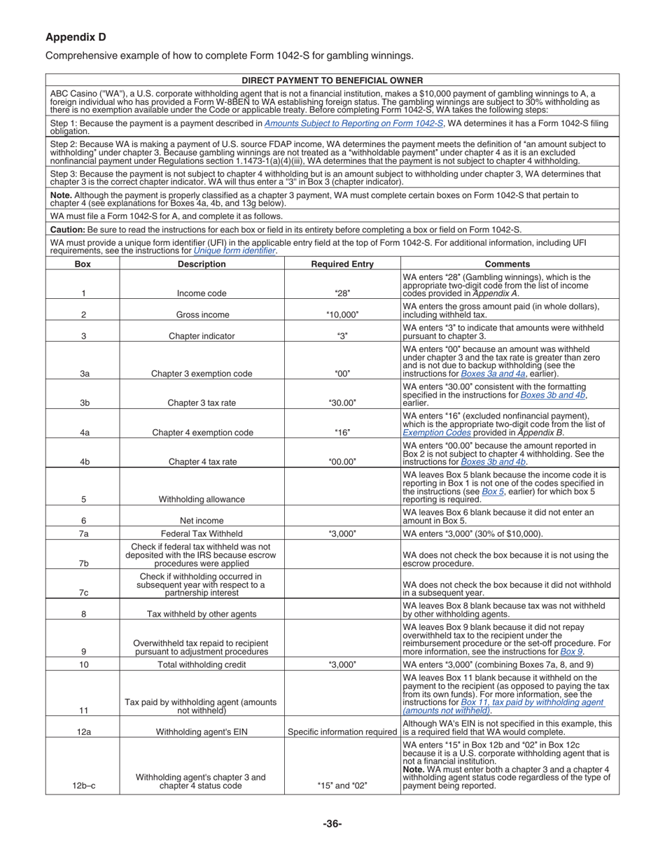 Instructions for IRS Form 1042-S Foreign Persons U.S. Source Income Subject to Withholding, Page 36
