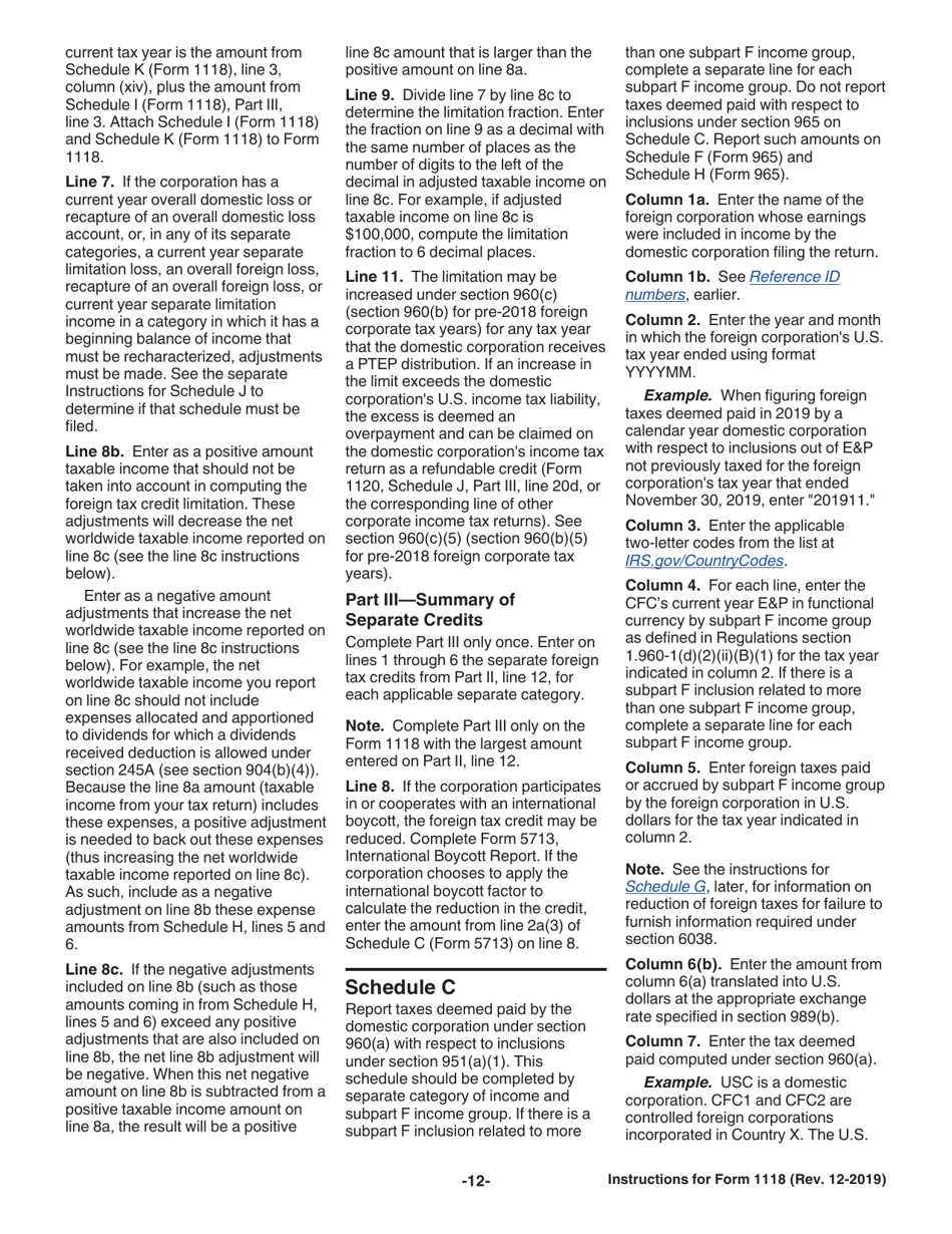 Instructions for IRS Form 1118 Foreign Tax Credit - Corporations, Page 12
