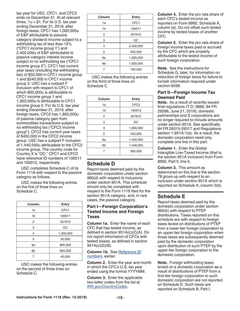 Instructions for IRS Form 1118 Foreign Tax Credit - Corporations, Page 13