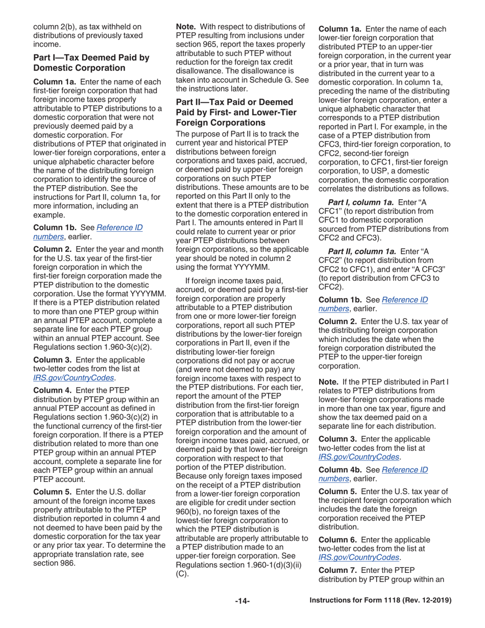 Instructions for IRS Form 1118 Foreign Tax Credit - Corporations, Page 14