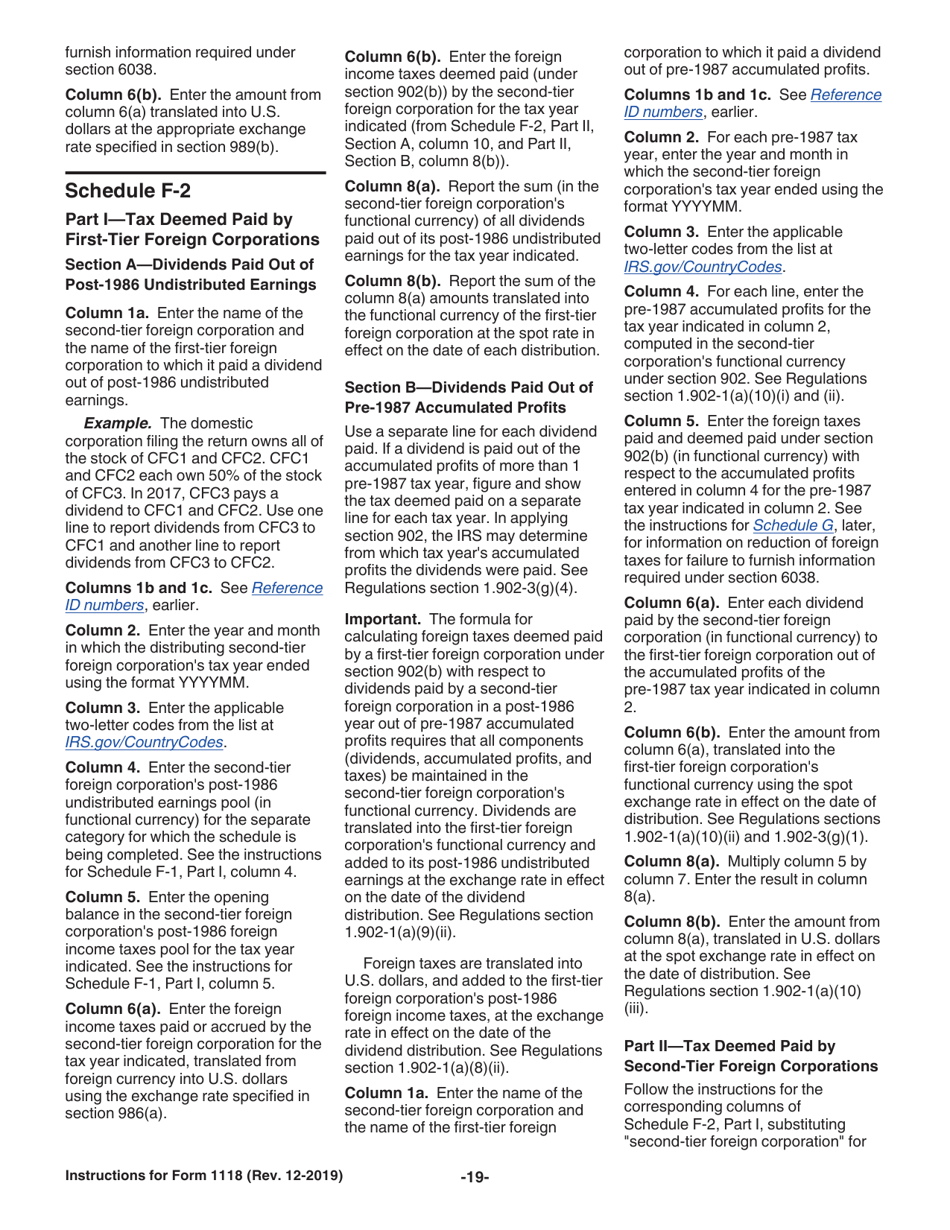 Instructions for IRS Form 1118 Foreign Tax Credit - Corporations, Page 19