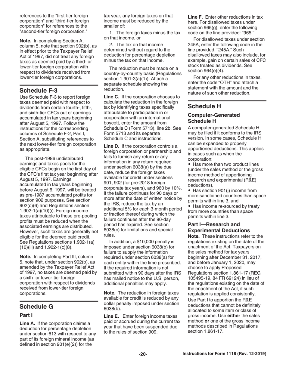 Instructions for IRS Form 1118 Foreign Tax Credit - Corporations, Page 20