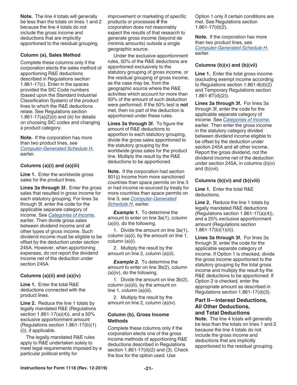 Instructions for IRS Form 1118 Foreign Tax Credit - Corporations, Page 21