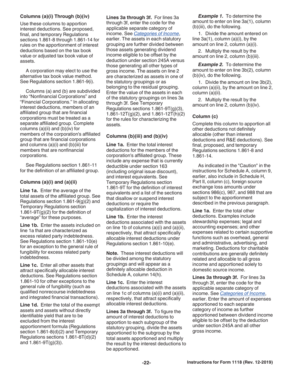 Instructions for IRS Form 1118 Foreign Tax Credit - Corporations, Page 22