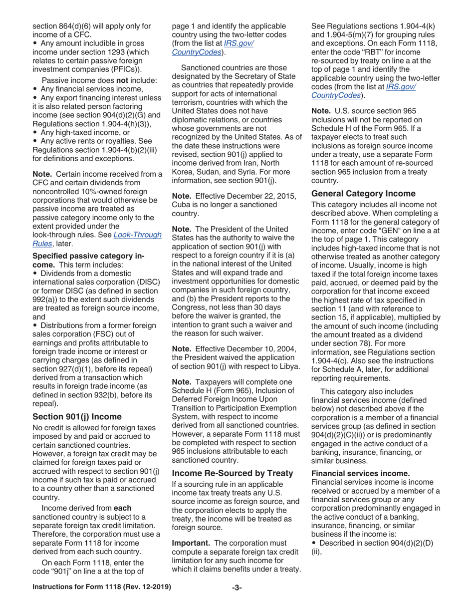 Instructions for IRS Form 1118 Foreign Tax Credit - Corporations, Page 3