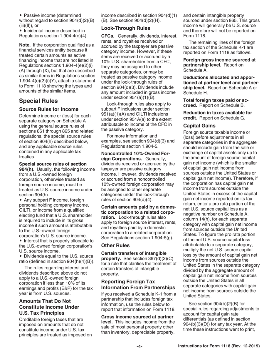 Instructions for IRS Form 1118 Foreign Tax Credit - Corporations, Page 4