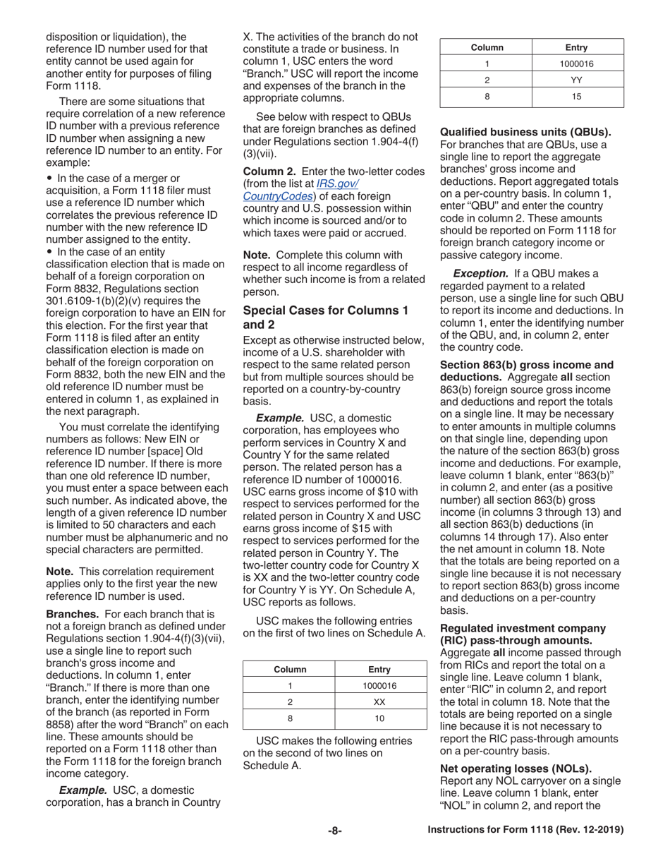 Instructions for IRS Form 1118 Foreign Tax Credit - Corporations, Page 8