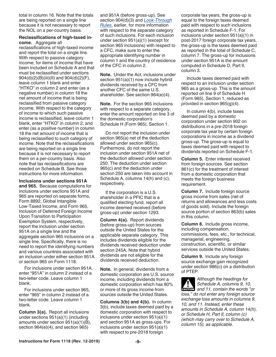 Instructions for IRS Form 1118 Foreign Tax Credit - Corporations, Page 9