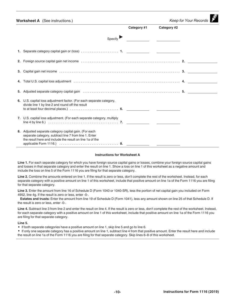 Instructions for IRS Form 1116 Foreign Tax Credit (Individual, Estate, or Trust), Page 10