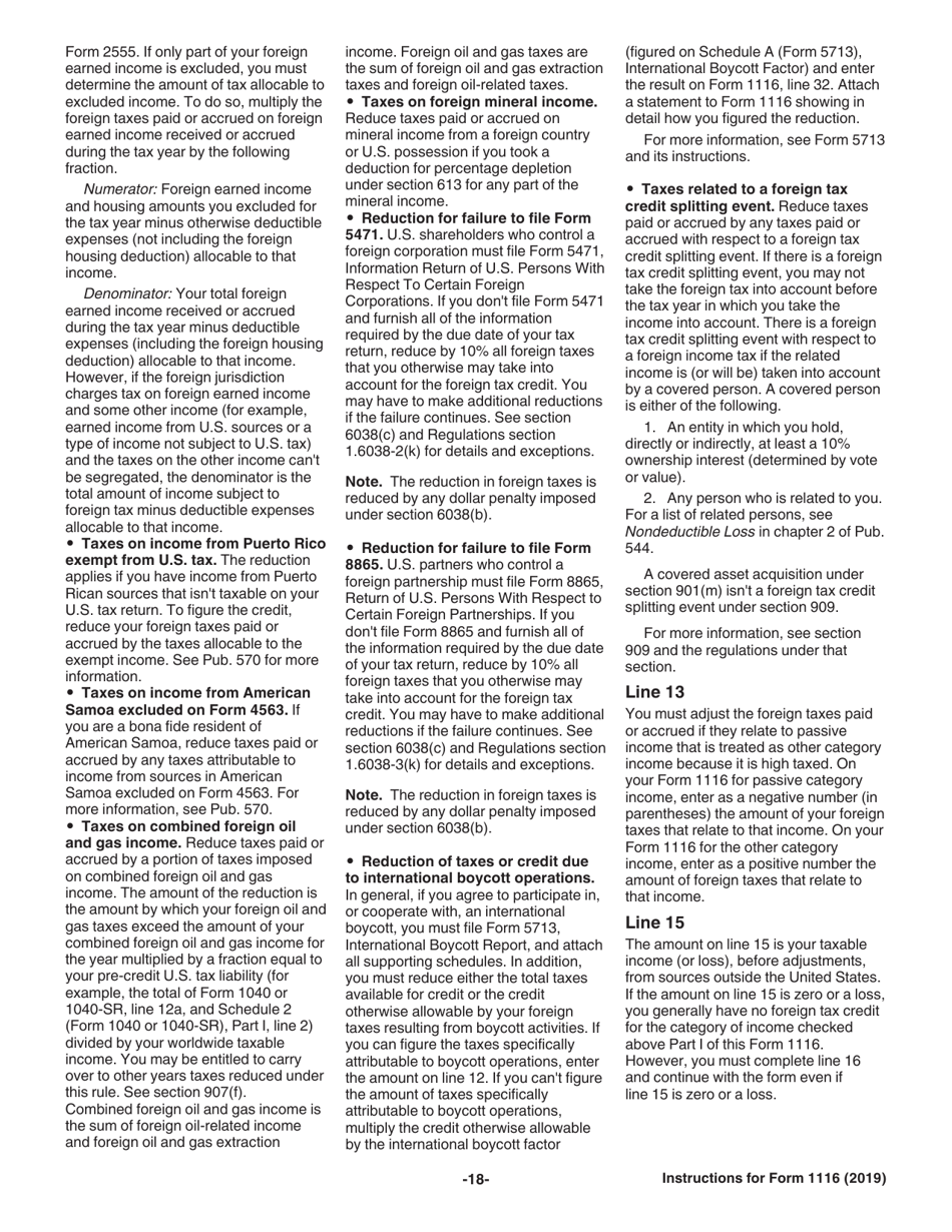 Instructions for IRS Form 1116 Foreign Tax Credit (Individual, Estate, or Trust), Page 18