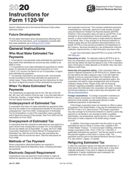 Document preview: Instructions for IRS Form 1120-W Estimated Tax for Corporations