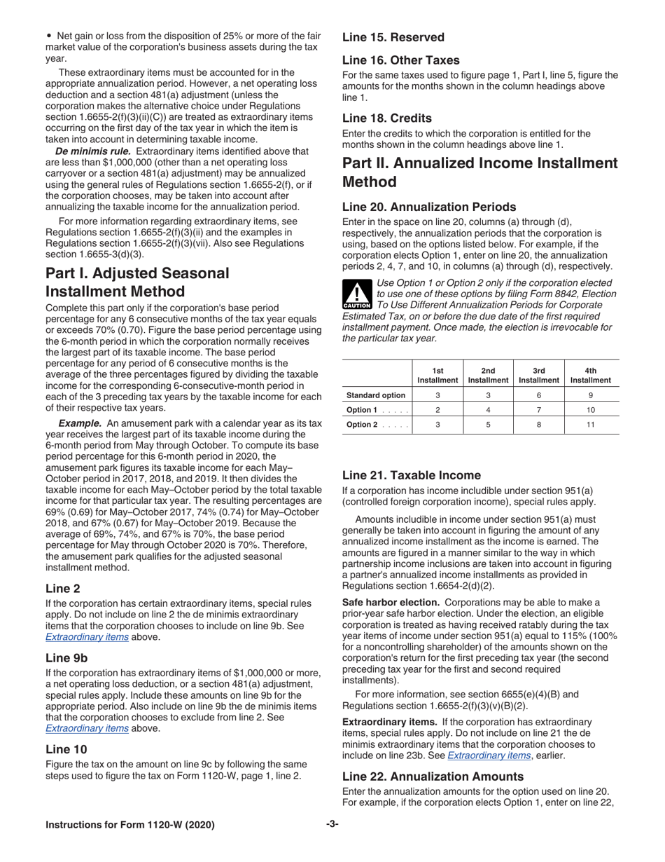 Instructions for IRS Form 1120-W Estimated Tax for Corporations, Page 3